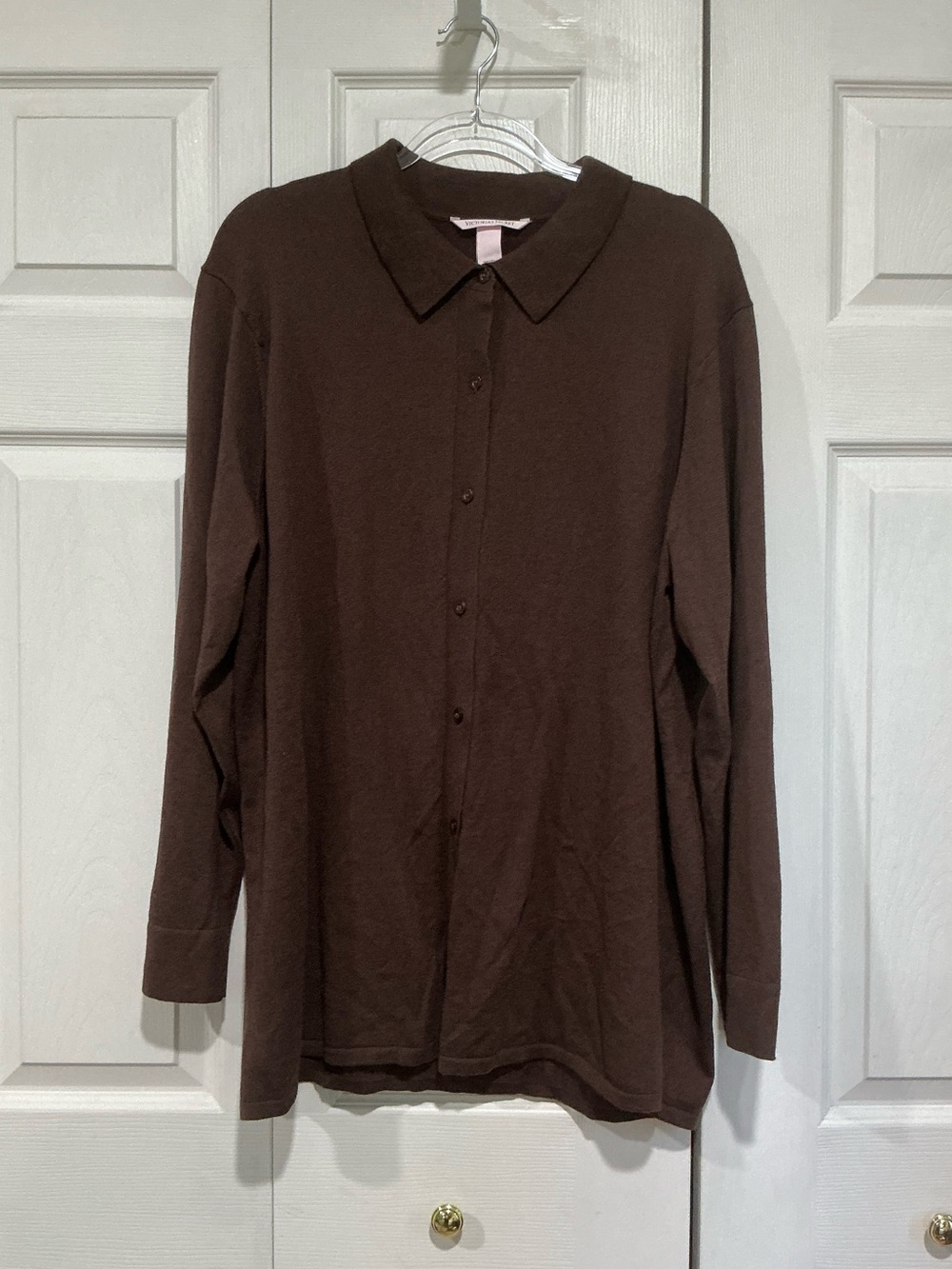 💙 NWT Victoria’s Secret Button Up Brown Collared Sweater / Shirt - XL (01569)